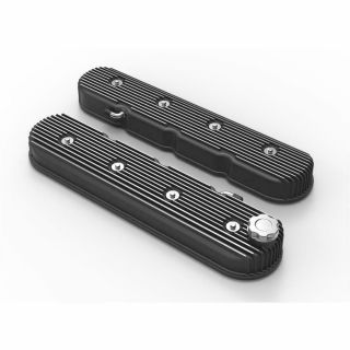 Holley 241 - 140 Vintage Series Finned Tall Ls Valve Covers,  Black Satin