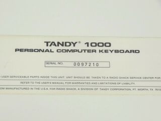 Vintage Tandy 1000 Personal Computer PC Keyboard,  Radio Shack,  4679 7