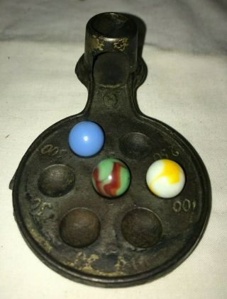 ANTIQUE CAST IRON MARBLE GAME TOY VINTAGE GAMING GAMBLING RARE PAT APLD FOR OLD 3
