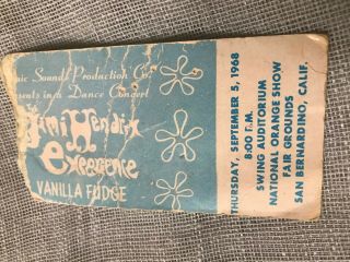 Jimi Hendrix Ticket Stub Rare 1968