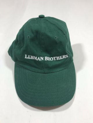 Vintage Authentic Lehman Brothers Bank Wall St Green Cap Hat Baseball - Rare