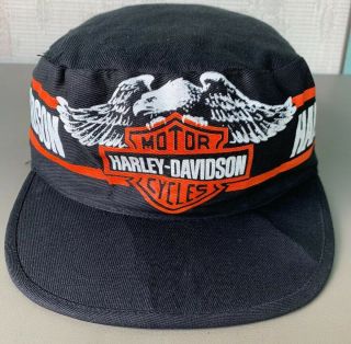Harley Davidson Vintage 1980’s Painters Hat Black Olp Crowd Cap A Adjustable