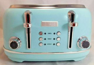 Haden Heritage Vintage 4 Slice Reheat Defrost Browning Control Bread Toaster Bl