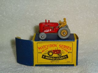 Vintage Matchbox Lesney Massey Harris Tractor No.  4 With Box