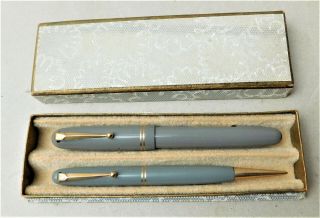 Grey Swan Fountain Pen & Mechanical Pencil Set Vintage Mabie Todd 5