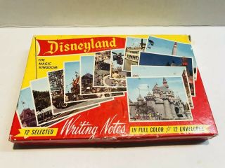 Rare Vintage Disneyland Note Cards “writing Notes” W/box Anaheim,  Ca 1960’s