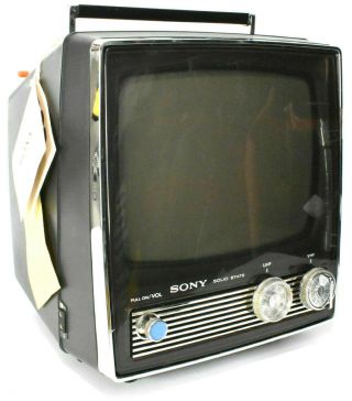 Vintage Sony Solid State Tv - 950 Portable Tv Black & White Television Great