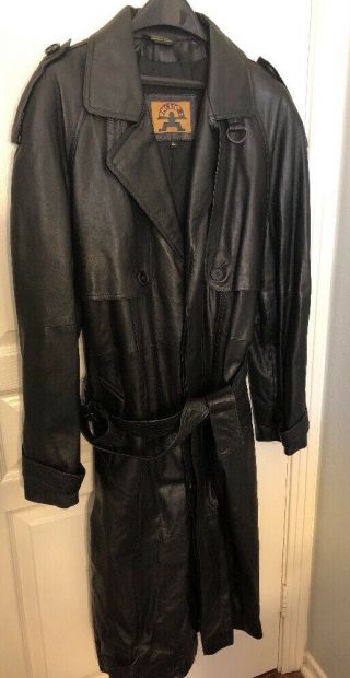 Vintage Full Length Men’s Leather Jacket Phase 2 Size Large