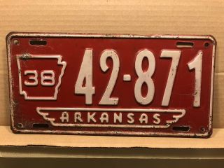 1938 Arkansas License Plate - Vintage Antique Ford Chevy - Ar