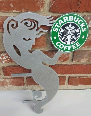 Vintage Starbucks Coffee Sign Metal Store Display Logo Advertising - Rare