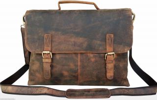 18 " Vintage Buffalo Leather Messenger Bag Satchel Laptop Briefcase