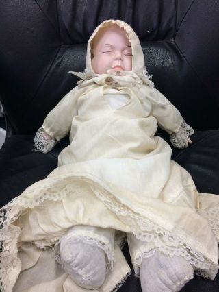 Rare Vintage 3 Face Baby Doll Happy Crying Sleeping 20 " Porcelain Htf Antique