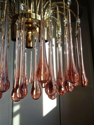 stunning large vintage murano glass pink chandelier 2