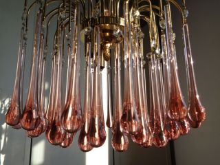 stunning large vintage murano glass pink chandelier 3