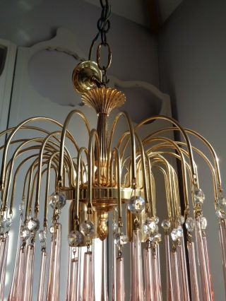 stunning large vintage murano glass pink chandelier 4