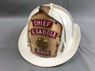 Vintage Upper Saddle River Nj Fire Department Fireman Fighter Helmet Hard Hat