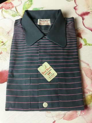 Bnos Bond Street Shirt Grey Pink Striped Graduated Stripes 100 Rayon 15 1/2 Med