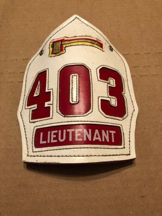 Vintage Lieutenant Engine 403 Fire Department Fireman Helmet Shield Badge Axe