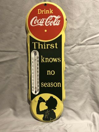 Rare Coca Cola Porcelain Thermometer Sign Marked “st - 39”
