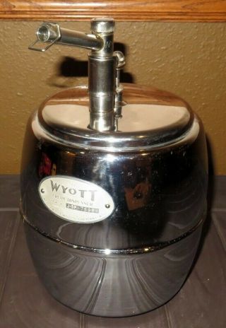 Vintage Chrome Wyott Cream Dispenser Soda Fountain Syrup Milk Pump Sign