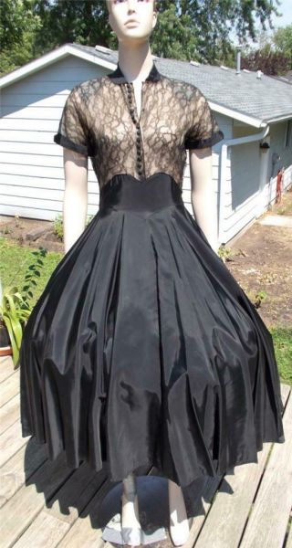 50s Black Illusion Full Skirt Party Dress 26w