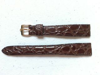 18mm Bulova Accutron Nos Vintage Dark Brown Corfam Watch Band 10k Gf Buckle