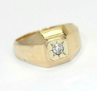 Vintage,  Estate Mens 14k Yellow Gold,  Diamond Ring: Size 10.  75 - 11.  1 Grams