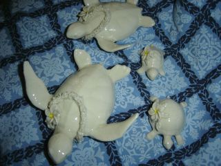 Vtg Dorothy Okumoto Hawaiian Porcelain Sea Turtle Honu Family