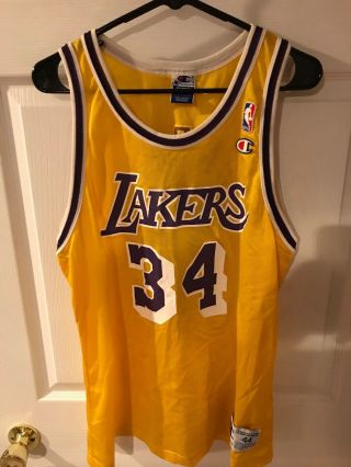 Shaquille O’neal Jersey Yellow Lakers Retro Vintage Champion Size 44