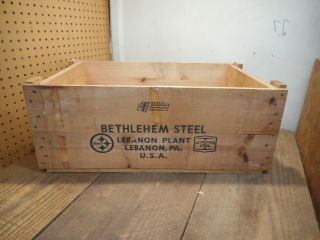 L4622 - Vintage Bethlehem Steel Company Wooden Box Crate Lebanon Plant