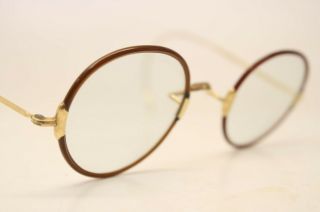 Vintage Eyeglass Frames Gold Ovid Windsor Lennon 42x38mm Antique Frames