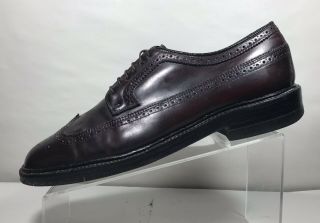 Bostonian Vintage Shell Cordovan Burgundy Long Wing Tip Shoes Mens Size 9.  5 E/c