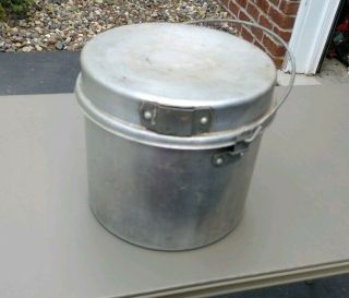 Vintage Aluminum Camp Mess Kit Nesting Pans Coffee Pot Dishes Cook Ware Set 3