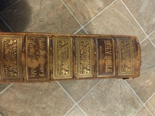 Vintage Antique Holy Bible Reference Book Old & Testament Leather Bound Rare 5