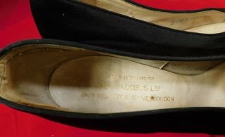 Vintage Jack Jacobus London Art Deco Black Silk Rhinestone Heel Flapper Shoes 6