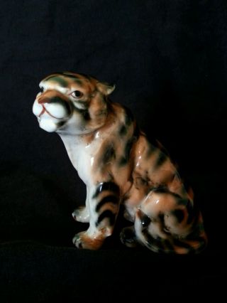 Vintage Soviet Lomonosov Lfz ЛФЗ Porcelain Tiger Figurine