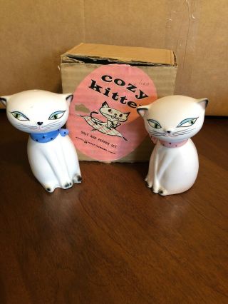 Vintage 50s Holt Howard Cozy Kitten Salt And Pepper Shakers And Corks