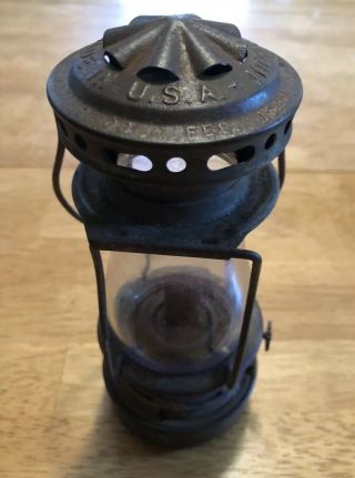 Vintage Dietz " Scout " Lantern Oil Lamp With Clear Glass Hi Globe