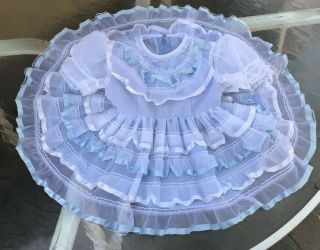 Vintage Toddler Girl Sheer Blue Ruffle Dress