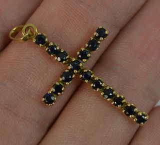 Vintage Solid 18 Carat Yellow Gold and Sapphire Cross Pendant p1792 5