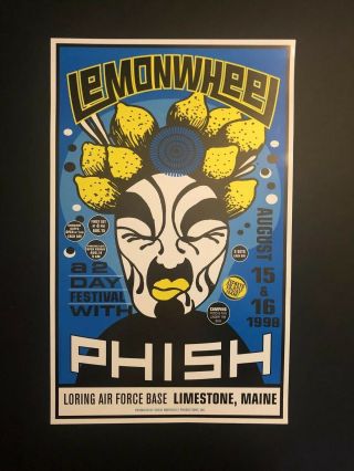 Phish Poster Official Lemonwheel Maine 1998 1st Edition Rare Limited