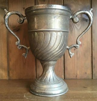 Vintage Large Silver Plate Queens Head Golf Trophy Trophies Loving Cup Trophy