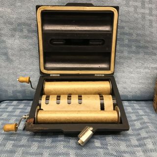 Vintage Rolmonica 1928 Roll Player Crank Organ Harmonica With 4 Music Rolls 5
