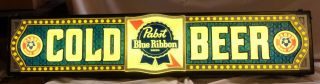Vintage Lighted Window Sign Cold Beer - Pabst Blue Ribbon Sign