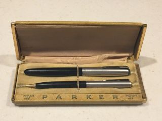 Vintage Parker 51 Mechanical Pencil And Fountain Pen Set With Case