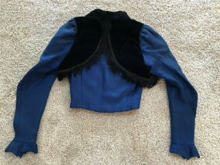 Antique Vintage 1900 ' s Victorian Corset Top Black Fringe & Velvet Jacket & Skirt 3