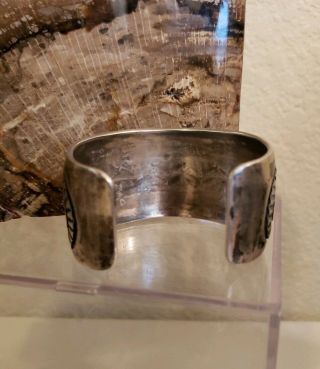 Heavy Vintage Navajo Old Pawn Sterling Silver Cuff Bracelet - Emerson Bill 4