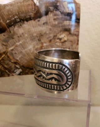 Heavy Vintage Navajo Old Pawn Sterling Silver Cuff Bracelet - Emerson Bill 5