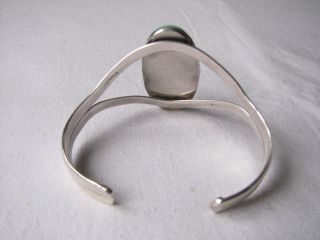 Vintage Silver Turquoise Mother of Pearl Star Navajo Style Bangle Cuff 3