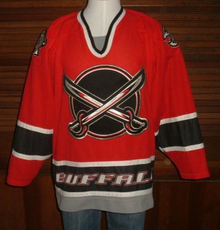 Rare Vintage Koho Buffalo Sabres Alternate 3rd Hockey Jersey Red Swords Sz L